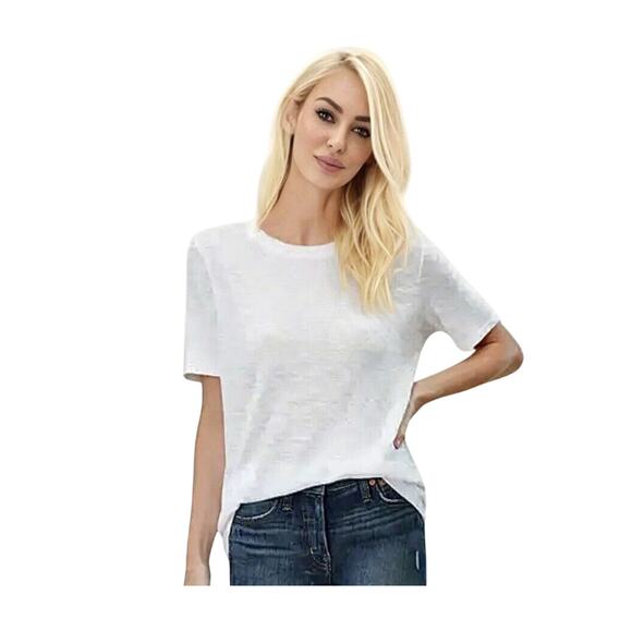 NWT Splendid White Zoe Slub Crew Tee Relaxed Loose Silhouette Light Weight M - Picture 1 of 11